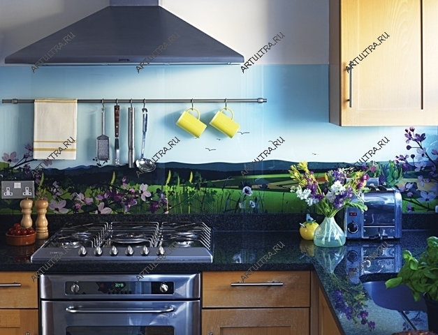 Печать на фартуке для кухни - лето